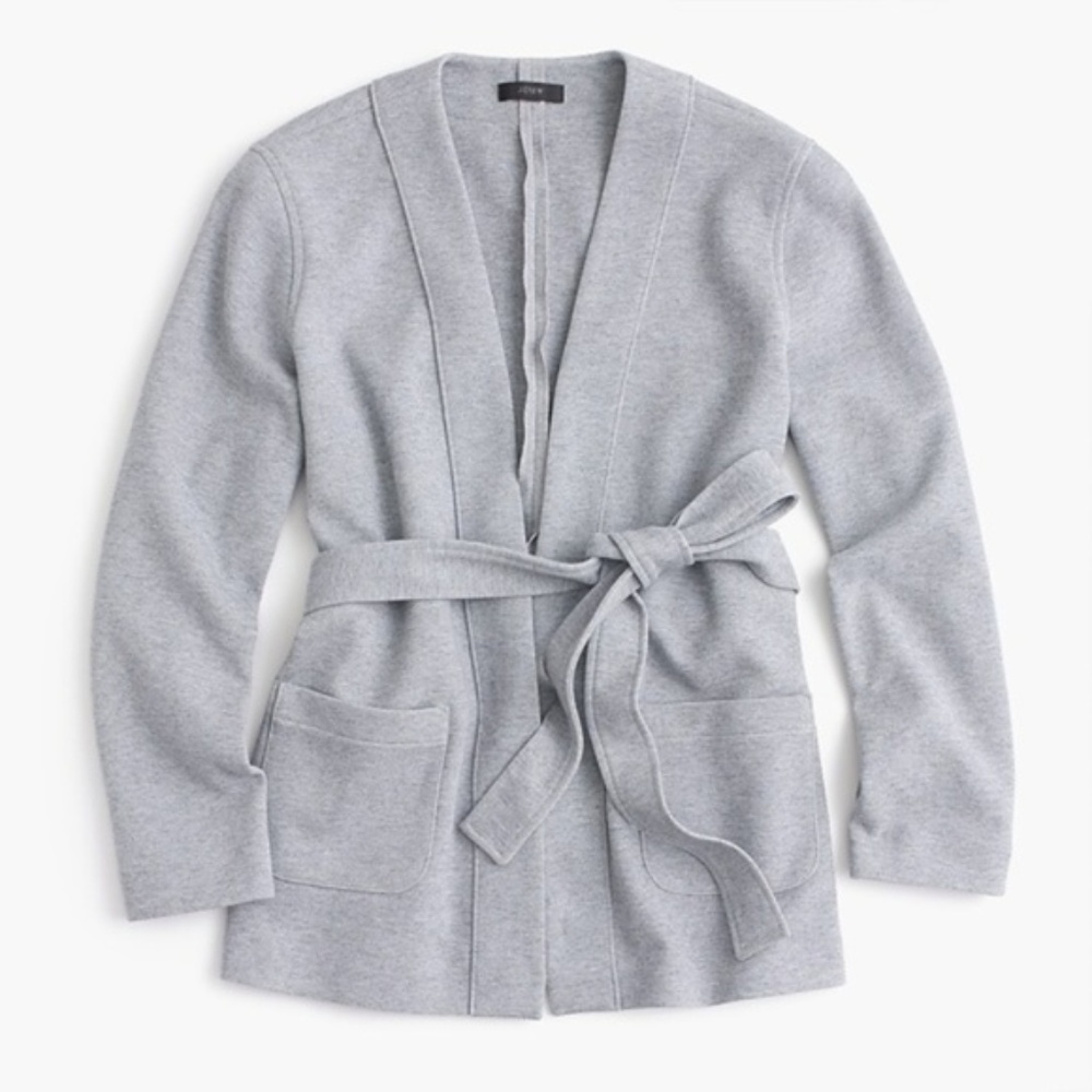 J. Crew Gray Belted Sweatshirt Blazer